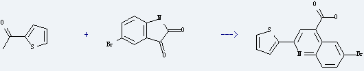 5-Bromoindole-2,3-dione is used to produce 6-bromo-2-thiophen-2-yl-quinoline-4-carboxylic acid by reaction with 1-thiophen-2-yl-ethanone.